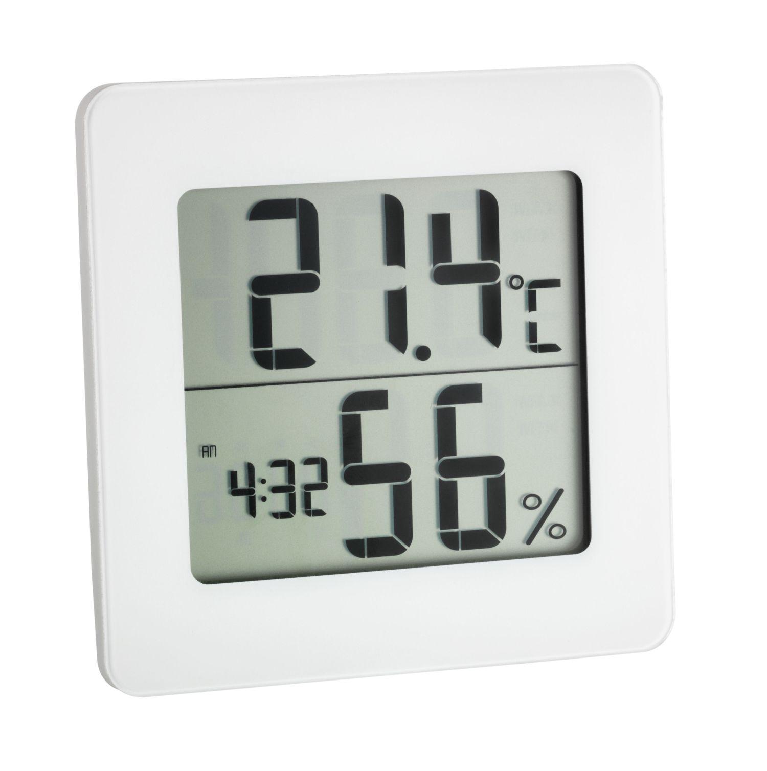 Digitální teploměr s vlhkoměrem, hodinami TFA 30.5033.02, bílý